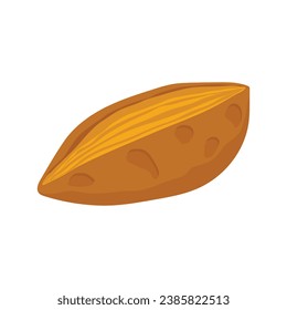 Vector graphic illustration of a warm roasted sweet potato on a white background.  isolated