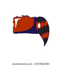 Vector graphic illustration of warm winter fur hat in cartoon style. Headwear for cold season. Stylish retro headdress. The icon is perfect for web design, decorative elements, print, stickers, or soc