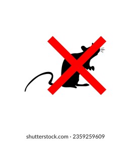 Vector graphic of illustration Warning sign no mice. Rat ban sign isolated on white background.perfect for rat poison sign etc.