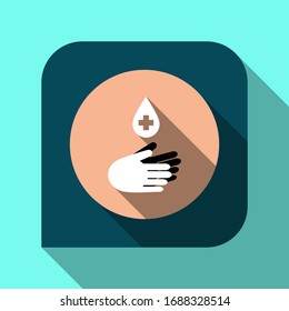Imagen vectorial de lavado de manos. Diseño de color retro con sombra.