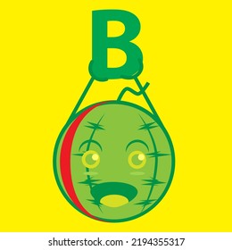 ilustración gráfica vectorial de caracteres de sandía con variaciones de la letra B. pueden utilizarse para la educación u otros productos.