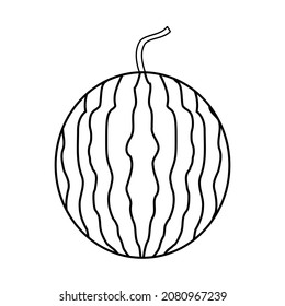 Vector graphic illustration of watermelon, outline only. Perfect for coloring book.