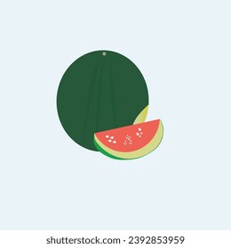 Vektorgrafik einer Wassermelone, mit einer Scheibe im Freien
