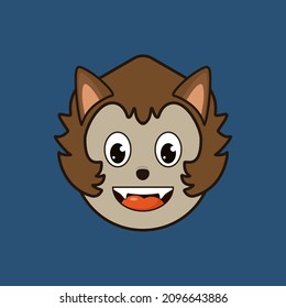 Vector graphic illustration of Werewolf Halloween monster faces in circle doodle cartoon character style. 
Perfect for use on stickers, t-shirts, masks, mugs, etc