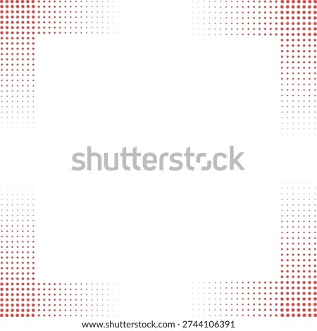 A vector graphic illustration of a white background with a decorative border made of small red dots, creating a visually appealing and modern design element.
