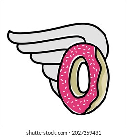 vector graphic illustration winged donut vector illustration, good for product design or design caper illustration