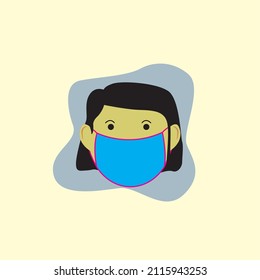 vector graphic illustration of a woman wearing a mask with the aim of protecting against the corona virus.suitable for healthcare and medical visual content