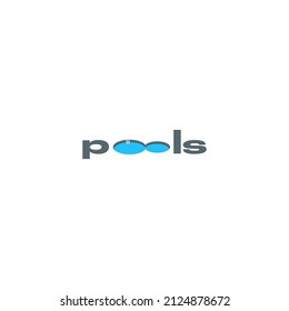 Vector graphic illustration of the word pool with O forming a pool
