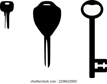 vector graphic illustration,key types collection icon design in shilouette concept