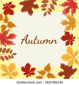 Vector graphic image autumn background with leaves Vector illustration