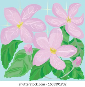 Vector graphic image of blossom apple branch