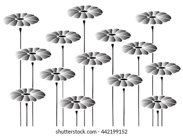 Vector. Graphic image of chamomile daisies flower. Graphical representation of gerber. Endless stylish texture. Template for design textile, backgrounds, wrappers, package