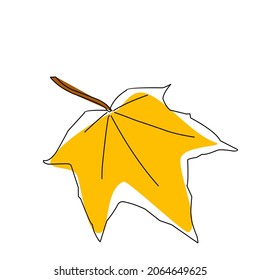 vector graphic image of the contour of an autumn leaf