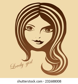 Vector graphic image of a portrait of a beautiful girl