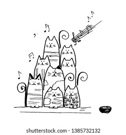 vector graphic image of singing cats