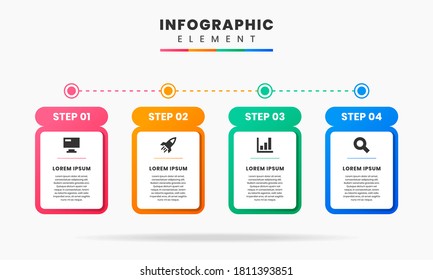 Vector Graphic of Infographic Element Design Template with icons and 4 options or steps. Can be used for process diagram, presentations, workflow layout, banner, flow chart, info graph.