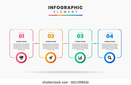 Vector Graphic of Infographic Element Design Template with icons and 4 options or steps. Can be used for process diagram, presentations, workflow layout, banner, flow chart, info graph.