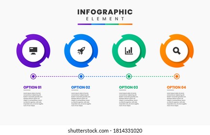 Vector Graphic Infographic Element Design icon templates with 4 options or steps. Can be used for process diagram, presentations, workflow layout, banner, flow chart, infographic.