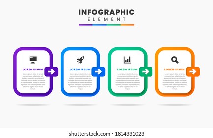 Icono de diseño de elementos gráficos e infográficos vectoriales con 4 opciones o pasos. Se puede utilizar para el diagrama de procesos, presentaciones, diseño de flujo de trabajo, banner, diagrama de flujo, infografía.