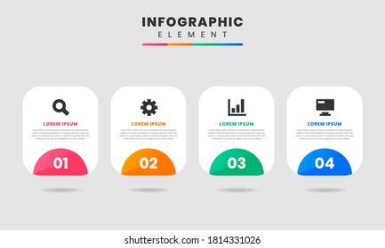 Vector Graphic Infographic Element Design icon templates with 4 options or steps. Can be used for process diagram, presentations, workflow layout, banner, flow chart, infographic.