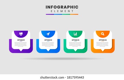Vector Graphic Infographic Element Design icon templates with 4 options or steps. Can be used for process diagram, presentations, workflow layout, banner, flow chart, infographic.