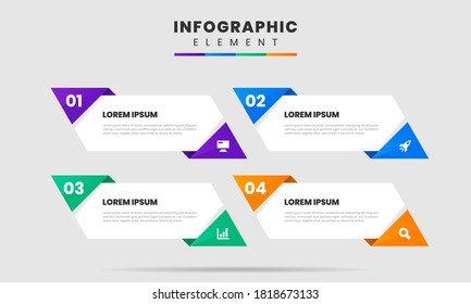 Vector Graphic Infographic Element Design icon templates with 4 options or steps. Can be used for process diagram, presentations, workflow layout, banner, flow chart, infographic.