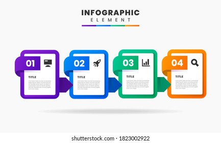 Icono de diseño de elementos gráficos e infográficos vectoriales con 4 opciones o pasos. Se puede utilizar para el diagrama de procesos, presentaciones, diseño de flujo de trabajo, banner, diagrama de flujo, infografía.