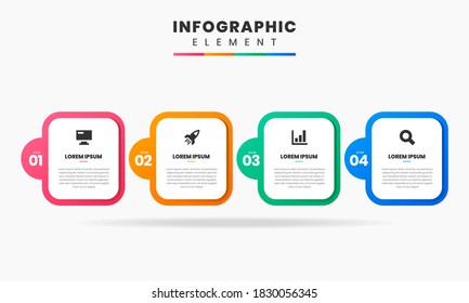 Icono de diseño de elementos gráficos e infográficos vectoriales con 4 opciones o pasos. Se puede utilizar para el diagrama de procesos, presentaciones, diseño de flujo de trabajo, banner, diagrama de flujo, infografía.