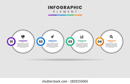 Vector Graphic Infographic Element Design icon templates with 4 options or steps. Can be used for process diagram, presentations, workflow layout, banner, flow chart, infographic.