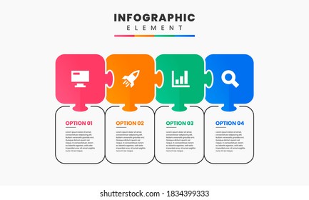 Icono de diseño de elementos gráficos e infográficos vectoriales con 4 opciones o pasos. Se puede utilizar para el diagrama de procesos, presentaciones, diseño de flujo de trabajo, banner, diagrama de flujo, infografía.