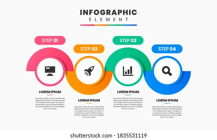 Icono de diseño de elementos gráficos e infográficos vectoriales con 4 opciones o pasos. Se puede utilizar para el diagrama de procesos, presentaciones, diseño de flujo de trabajo, banner, diagrama de flujo, infografía.