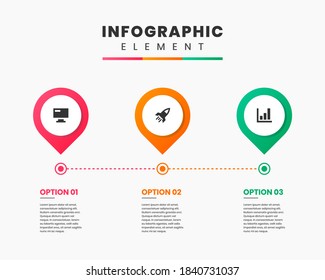Vector Graphic Infographic Element Design icon templates with 3 options or steps. Can be used for process diagram, presentations, workflow layout, banner, flow chart, infographic.