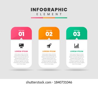 Vector Graphic Infographic Element Design icon templates with 3 options or steps. Can be used for process diagram, presentations, workflow layout, banner, flow chart, infographic.