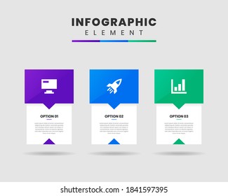 Vector Graphic Infographic Element Design icon templates with 3 options or steps. Can be used for process diagram, presentations, workflow layout, banner, flow chart, infographic.