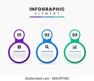 Vector Graphic Infographic Element Design icon templates with 3 options or steps. Can be used for process diagram, presentations, workflow layout, banner, flow chart, infographic.