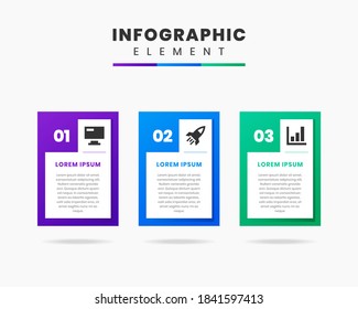 Vector Graphic Infographic Element Design icon templates with 3 options or steps. Can be used for process diagram, presentations, workflow layout, banner, flow chart, infographic.