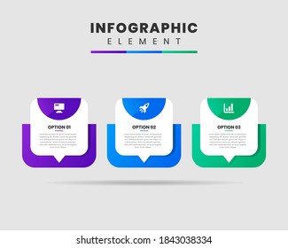 Vector Graphic Infographic Element Design icon templates with 3 options or steps. Can be used for process diagram, presentations, workflow layout, banner, flow chart, infographic.