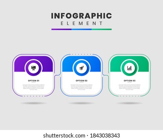 Vector Graphic Infographic Element Design icon templates with 3 options or steps. Can be used for process diagram, presentations, workflow layout, banner, flow chart, infographic.