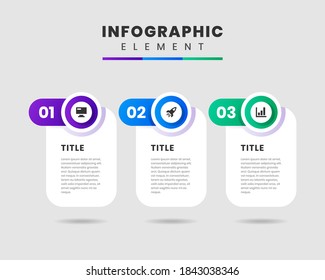 Vector Graphic Infographic Element Design icon templates with 3 options or steps. Can be used for process diagram, presentations, workflow layout, banner, flow chart, infographic.