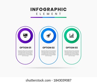 Vector Graphic Infographic Element Design icon templates with 3 options or steps. Can be used for process diagram, presentations, workflow layout, banner, flow chart, infographic.
