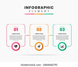 Icono de diseño de elementos gráficos e infográficos vectoriales con 3 opciones o pasos. Se puede utilizar para el diagrama de procesos, presentaciones, diseño de flujo de trabajo, banner, diagrama de flujo, infografía.