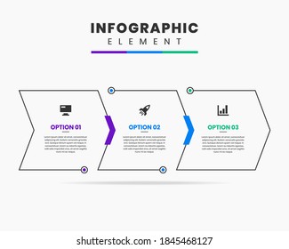 Vector Graphic Infographic Element Design icon templates with 3 options or steps. Can be used for process diagram, presentations, workflow layout, banner, flow chart, infographic.
