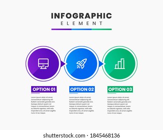 Vector Graphic Infographic Element Design icon templates with 3 options or steps. Can be used for process diagram, presentations, workflow layout, banner, flow chart, infographic.
