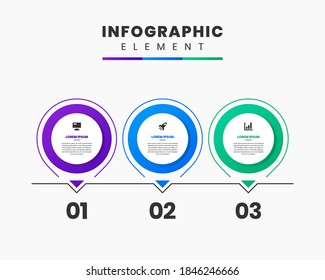 Vector Graphic Infographic Element Design Icon Templates with 3 Options or Steps. Can be used for Process Diagram, Presentations, Workflow Layout, Banner, Flow Chart, Infographic.