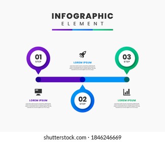 Vector Graphic Infographic Element Design icon templates with 3 options or steps. Can be used for process diagram, presentations, workflow layout, banner, flow chart, infographic.