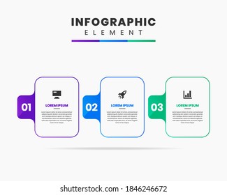 Vector Graphic Infographic Element Design icon templates with 3 options or steps. Can be used for process diagram, presentations, workflow layout, banner, flow chart, infographic.
