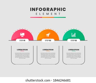 Vector Graphic Infographic Element Design icon templates with 3 options or steps. Can be used for process diagram, presentations, workflow layout, banner, flow chart, infographic.