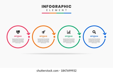 Vector Graphic Infographic Element Design icon templates with 4 options or steps. Can be used for process diagram, presentations, workflow layout, banner, flow chart, infographic.