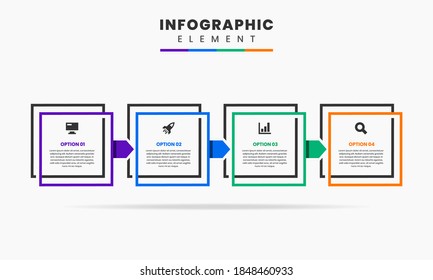 Vector Graphic Infographic Element Design Icon Templates with 4 Options or Steps. Can be used for Process Diagram, Presentations, Workflow Layout, Banner, Flow chart, Infographic.