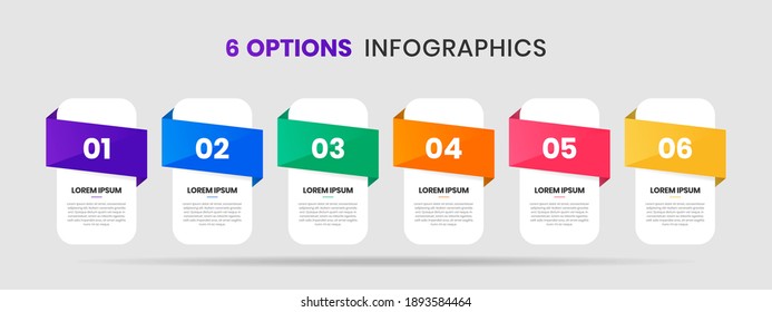 Gráfica vectorial de las plantillas de diseño de elementos infográficos con 6 opciones o pasos. Adecuado para Diagrama de Procesos, Presentaciones, Diseño de Flujo de Trabajo, Cartel, Gráfico de Flujo, Infografía.